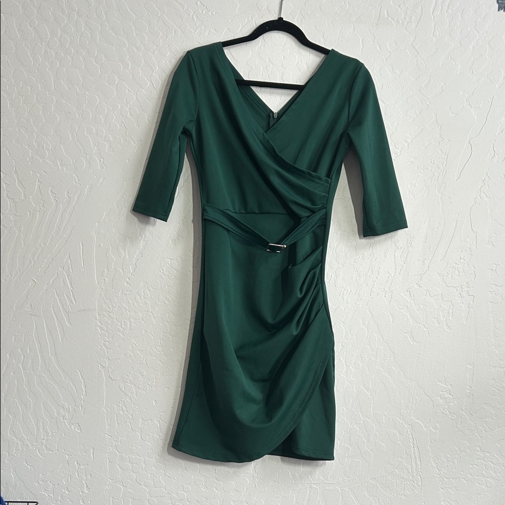 Women’s Forest Green 3/4 Sleeve Slim Fit Dress Size small - Picture 2 of 7